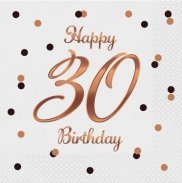 GoDan Serwetki B&C Happy 30 Birthday białe 33x33cm 20szt 1