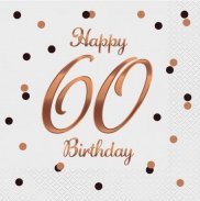 GoDan Serwetki B&C Happy 60 Birthday białe 33x33cm 20szt 1