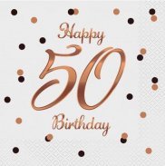 GoDan Serwetki B&C Happy 50 Birthday białe 33x33 20szt 1