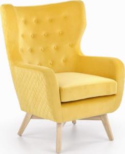 Halmar WNĘTRZARSKIE MARVEL fotel wypoczynkowy żółty / naturalny 1