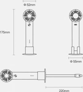 Wentylator Baseus Przenośny wentylator ręczny Baseus Flyer Turbine + kabel Lightning (biały) 5