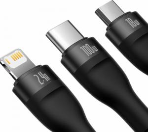 Kabel USB Baseus USB-A - USB-C + microUSB + Lightning 1.2 m Czarny (CASS030001) 16