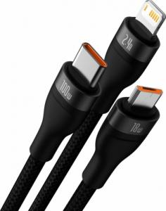Kabel USB Baseus USB-A - USB-C + microUSB + Lightning 1.2 m Czarny (CASS030001) 10