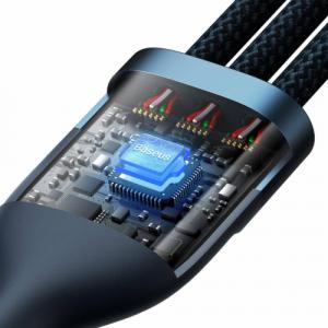 Kabel USB Baseus USB-A - USB-C + microUSB + Lightning 1.2 m Niebieski (CASS030003) 15