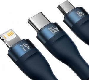 Kabel USB Baseus USB-A - USB-C + microUSB + Lightning 1.2 m Niebieski (CASS030003) 16