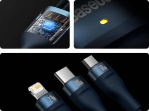 Kabel USB Baseus USB-A - USB-C + microUSB + Lightning 1.2 m Niebieski (CASS030003) 5