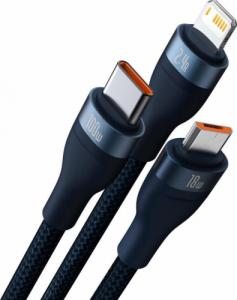 Kabel USB Baseus USB-A - USB-C + microUSB + Lightning 1.2 m Niebieski (CASS030003) 10