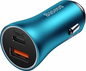 Ładowarka Baseus Ładowarka samochodowa Baseus Golden Contactor Max, USB + USB-C, 60W (niebieska) 16