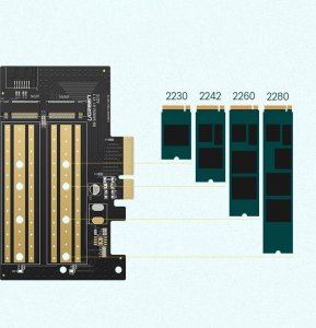 Kontroler Ugreen Adapter PCIe 3.0 x4 do M.2 M-Key + M.2 B-Key 4