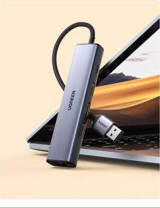 HUB USB Ugreen 1x RJ-45 1x USB-C  + 3x USB-A 3.0 (UGR1219SLV) 15