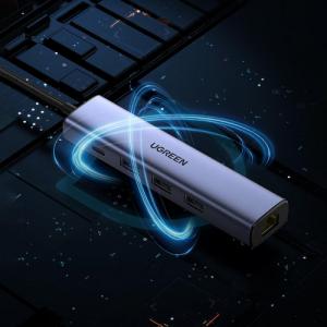 HUB USB Ugreen 1x RJ-45 1x USB-C  + 3x USB-A 3.0 (UGR1219SLV) 4