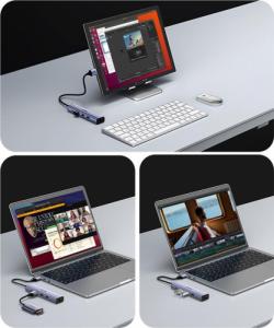 HUB USB Ugreen 1x RJ-45 1x USB-C  + 3x USB-A 3.0 (UGR1219SLV) 10