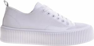 Pantofelek24 Białe sznurowane trampki na platformie /F9-3 12270 S396/ 38 2
