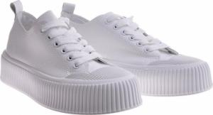 Pantofelek24 Białe sznurowane trampki na platformie /F9-3 12270 S396/ 38 6