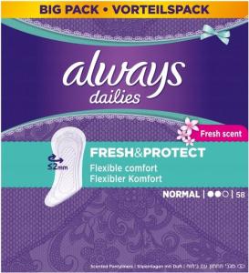 Always Dailies Fresh&Protect Normal Fresh Wkładki higieniczne 58 szt. 1