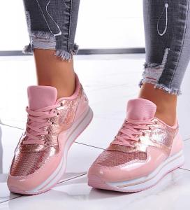 Pantofelek24 Wiązane sneakersy damskie Różowe /G7-3 10917 W187/ 36 1