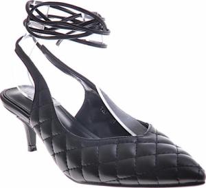 Pantofelek24 Pikowane czarne buty wiązane na szpilce /G7-2 12204 T390/ 36 1