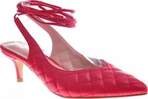 Pantofelek24 Pikowane czerwone buty wiązane na szpilce /A9-2 12203 T390/ 36 1