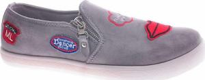 Pantofelek24 Zamszowe szare trampki slip on z ustami /G12-3 11961 S196/ 36 2