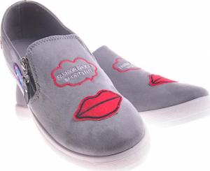 Pantofelek24 Zamszowe szare trampki slip on z ustami /G12-3 11961 S196/ 36 6