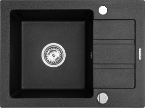 Zlewozmywak Maidsinks Zlewozmywak granitowy jednokomorowy z ociekaczem MAIDSINKS RODOS 62x44 1B 1D volcano (Pyragranit; kolor czarny) 2