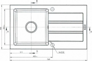 Zlewozmywak Maidsinks  granitowy jednokomorowy z ociekaczem MAIDSINKS RODOS 76x44 1B 1D beż piaskowy (Pyragranit; kolor beżowy) 2
