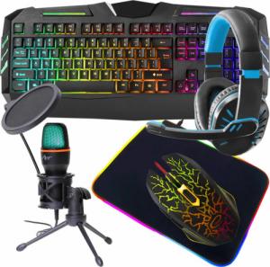 Fury Zestaw gamingowy klawiatura podświetlana FURY SPITFIRE mysz mata RGB słuchawki mikrofon 1