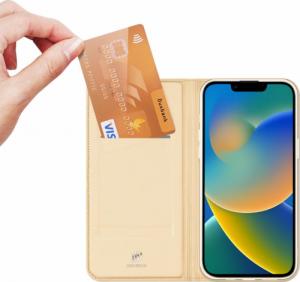 Dux Ducis Skin Pro kabura etui pokrowiec z klapką iPhone 14 Max złoty 12