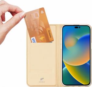 Dux Ducis Skin Pro kabura etui pokrowiec z klapką iPhone 14 Pro złoty 12