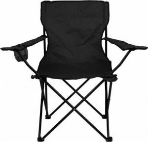 Divero Składane krzesło kempingowe z uchwytem na kubek, czarne 1