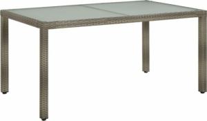 vidaXL vidaXL Stół ogrodowy, 150x90x75 cm, szkło hartowane i rattan PE, szary 1