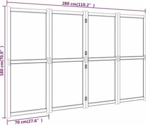 vidaXL vidaXL Parawan 4-panelowy, kremowy, 280 x 180 cm 9