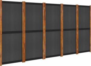 vidaXL Parawan 5-panelowy, czarny, 350 x 180 cm 2