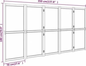 vidaXL Parawan 5-panelowy, czarny, 350 x 180 cm 9