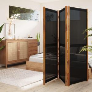 vidaXL Parawan 3-panelowy, czarny, 210 x 180 cm 3