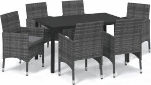 vidaXL vidaXL 7-cz. zestaw mebli ogrodowych z poduszkami, polirattan, szary 2