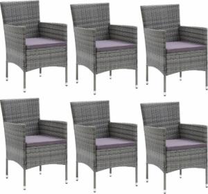 vidaXL vidaXL 7-cz. zestaw mebli ogrodowych z poduszkami, polirattan, szary 3
