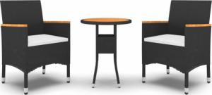 vidaXL vidaXL 3-cz. zestaw mebli ogrodowych, polirattan, czarny 2