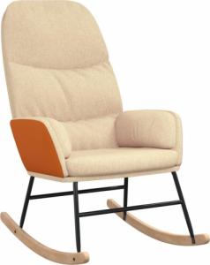 vidaXL vidaXL Fotel bujany, kremowy, tapicerowany tkaniną 2