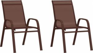 vidaXL Sztaplowane krzesła ogrodowe, 2 szt., brąz, tworzywo textilene 1