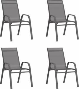 vidaXL Sztaplowane krzesła ogrodowe, 4 szt., szare, tworzywo textilene 1