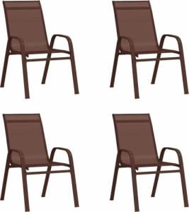 vidaXL Sztaplowane krzesła ogrodowe, 4 szt., brąz, tworzywo textilene 1