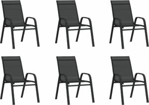 vidaXL Sztaplowane krzesła ogrodowe, 6 szt., czarne tworzywo textilene 1