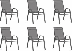vidaXL Sztaplowane krzesła ogrodowe, 6 szt., szare, tworzywo textilene 1