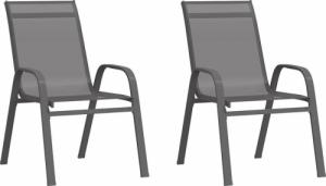 vidaXL Sztaplowane krzesła ogrodowe, 2 szt., szare, tworzywo textilene 1