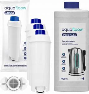 ZESTAW DO EKSPRESÓW DELONGHI: 3X FILTR WODY AQUAFLOOW LONGI | ODKAMIENIACZ 1000ml AQUAFLOOW DESCALER 1