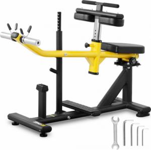 Gymrex Maszyna urządzenie do treningu mięśni łydek łydkownica 135 kg czarno-żółta Maszyna urządzenie do treningu mięśni łydek łydkownica 135 kg czarno-żółta 1