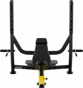 Gymrex Ławka ławeczka treningowa skośna pod sztangę do wyciskania głową w górę czarno-żółta 10
