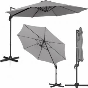 Uniprodo Parasol ogrodowy na wysięgniku bocznym uchylny okrągły śr. 300 cm ciemnoszary Parasol ogrodowy na wysięgniku bocznym uchylny okrągły śr. 300 cm ciemnoszary 1