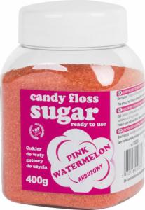 GSG24 Kolorowy cukier do waty cukrowej różowy o smaku arbuzowym 400g Kolorowy cukier do waty cukrowej różowy o smaku arbuzowym 400g 1